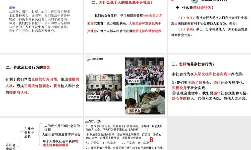 八年级道德与法治上册 第一单元 走进社会生活 第一课 丰富的社会生活 第二框《在社会中成长》课件 新人教版-新人教版初中八年级上册政治课件