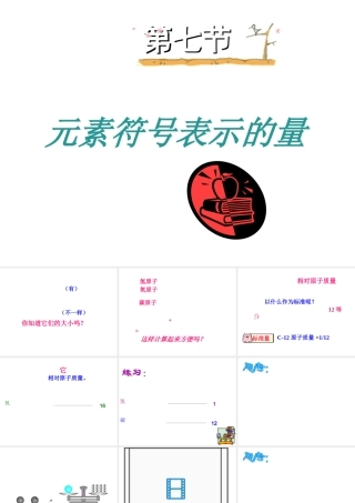 八年级科学下册元素符号表示的量（一） 上课用课件浙教版