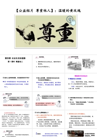 八年级道德与法治上册 第二单元 遵守社会规则 第四课 社会生活讲道德第1课时 尊重他人课件