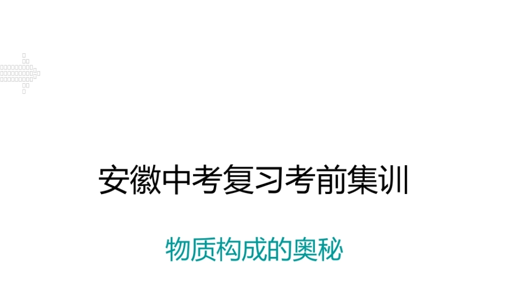 安徽省中考化学复习 专题八 物质构成的奥秘习题课件 新人教版-新人教版初中九年级全册化学课件