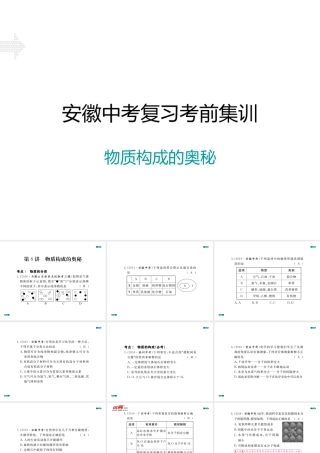 安徽省中考化学复习 专题八 物质构成的奥秘习题课件 新人教版-新人教版初中九年级全册化学课件