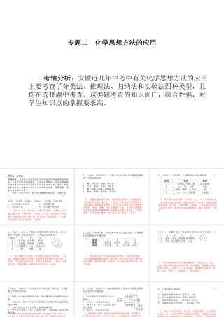 安徽省中考化学复习 专题二 化学思想方法的应用课件-人教版初中九年级全册化学课件