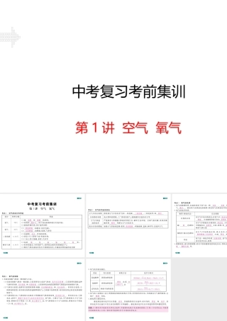 安徽省中考化学考前集训复习 第1讲 空气 氧气（小册子）课件 新人教版-新人教版初中九年级全册化学课件