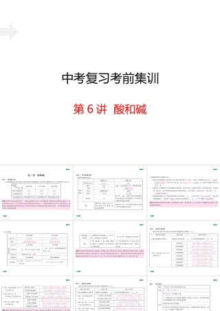 安徽省中考化学考前集训复习 第6讲 酸和碱（小册子）课件 新人教版-新人教版初中九年级全册化学课件