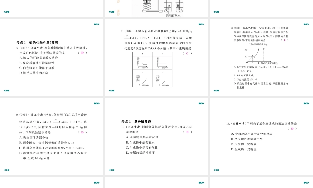 安徽省中考化学考前集训复习 第7讲 盐 化肥习题课件 新人教版-新人教版初中九年级全册化学课件