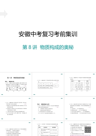安徽省中考化学考前集训复习 第8讲 物质构成的奥秘习题课件 新人教版-新人教版初中九年级全册化学课件