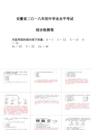 安徽省中考化学复习 综合检测卷课件-人教版初中九年级全册化学课件