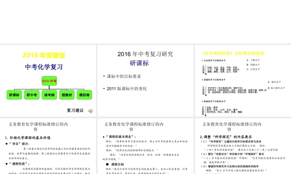 安徽省中考化学复习研究课件-人教版初中九年级全册化学课件
