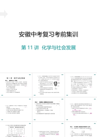 安徽省中考化学考前集训复习 第11讲 化学与社会发展习题课件 新人教版-新人教版初中九年级全册化学课件