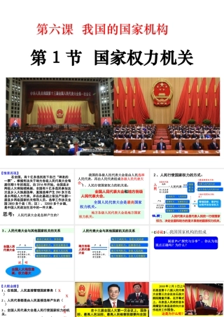 八年级道德与法治下册 第三单元 人民当家作主 第六课 我国国家机构 第1框国家权力机关课件 新人教版-新人教版初中八年级下册政治课件