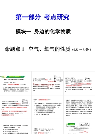 安徽省中考化学试题研究复习 第一部分 考点研究 模块一 身边的化学物质 命题点1 空气、氧气的性质课件 新人教版-新人教版初中九年级全册化学课件