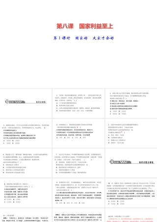 八年级道德与法治上册 第四单元 维护国家利益 第八课 国家利益至上 第1课时 国家好 大家才会好作业课件 新人教版-新人教版初中八年级上册政治课件