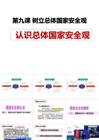 八年级道德与法治上册 第四单元 维护国家利益 第九课 树立总体国家安全观 第1框 认识总体国家安全观课件 新人教版