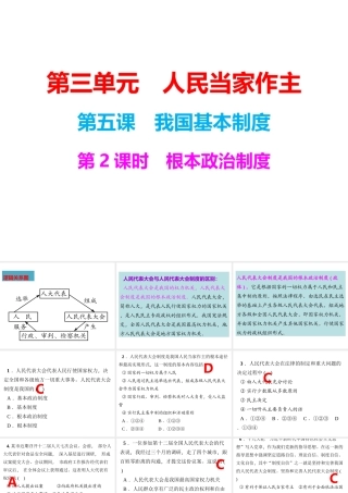 八年级道德与法治下册 第三单元 人民当家作主 第五课 我国基本制度 第2框 根本政治制度课后练习课件 新人教版-新人教版初中八年级下册政治课件