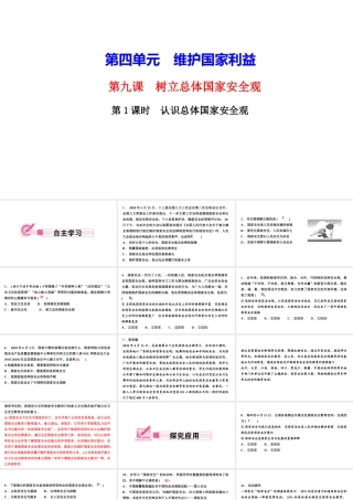 八年级道德与法治上册 第四单元 维护国家利益 第九课 树立总体国家安全观 第1框 认识总体国家安全观作业课件 新人教版-新人教版初中八年级上册政治课件