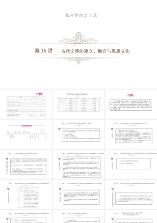 安徽省中考历史总复习 第15讲 古代文明的建立、融合与思想文化课件-人教版初中九年级全册历史课件