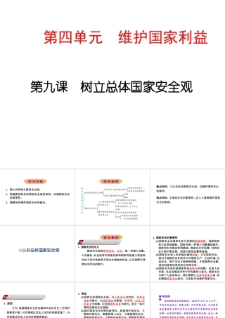 八年级道德与法治上册 第四单元 维护国家利益 第九课 树立总体国家安全观 第一框 认识总体国家安全观课件 新人教版-新人教版初中八年级上册政治课件