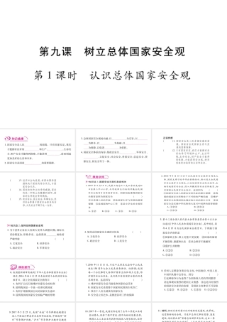 八年级道德与法治上册 第四单元 维护国家利益 第九课 树立总体国家安全观习题课件 新人教版-新人教版初中八年级上册政治课件