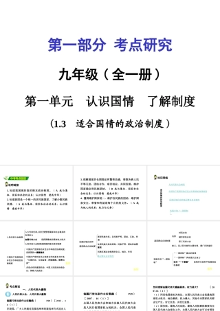 安徽省中考政治 第一篇 1.3 适合国情的政治制度课件-人教版初中九年级全册政治课件
