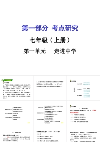 安徽中考政治 七上 第一篇 考点研究 第一单元课件 粤教版-粤教版初中九年级全册政治课件
