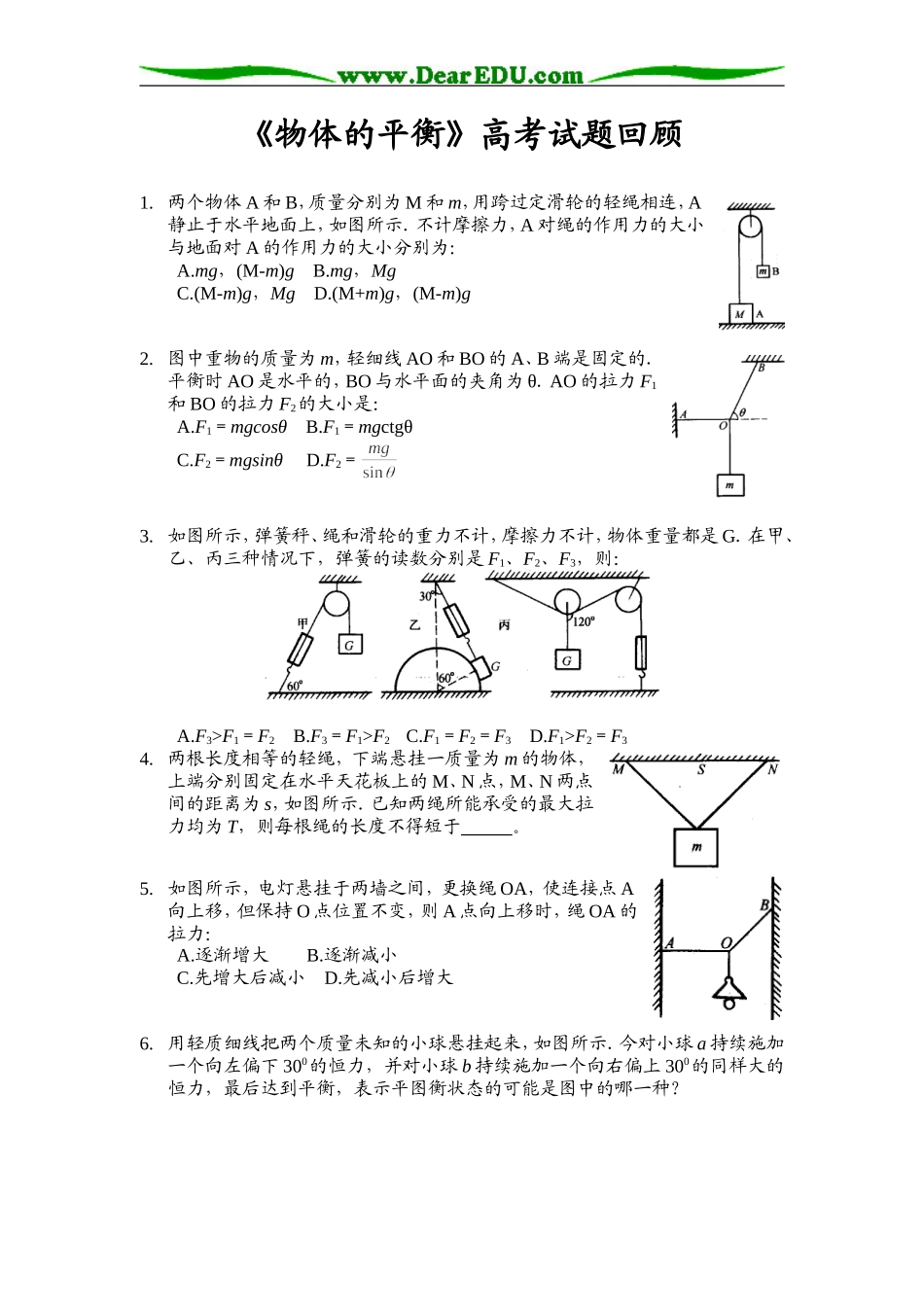 [高考试题回眸]物体的平衡_第1页