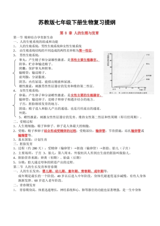 七下生物苏教版知识点总结完整