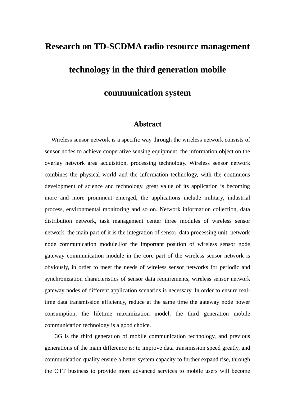 第三代移动通信系统TD-SCDMA无线资源管理技术的研究分析   电子信息工程管理专业_第2页