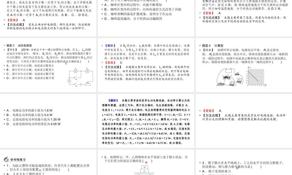 安徽省中考物理二轮复习 专题二 选择题课件-人教版初中九年级全册物理课件