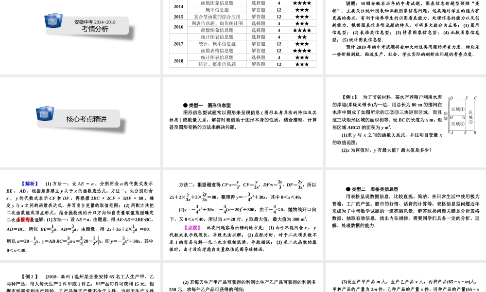 安徽省中考数学决胜二轮复习 专题三 图表信息问题课件-人教版初中九年级全册数学课件