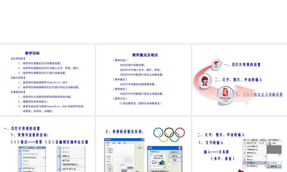 安徽省亳州市风华中学初中信息技术 PowerPoint 2003的简单设置 课件