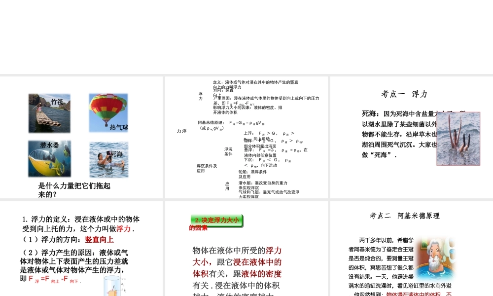 安徽省中考物理复习 第八章 浮力课件-人教版初中九年级全册物理课件