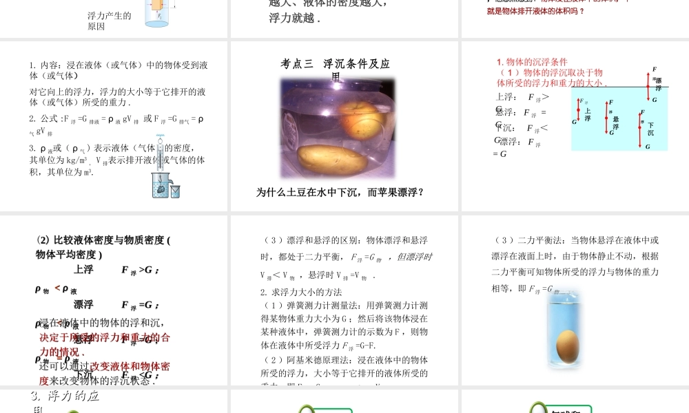 安徽省中考物理复习 第八章 浮力课件-人教版初中九年级全册物理课件