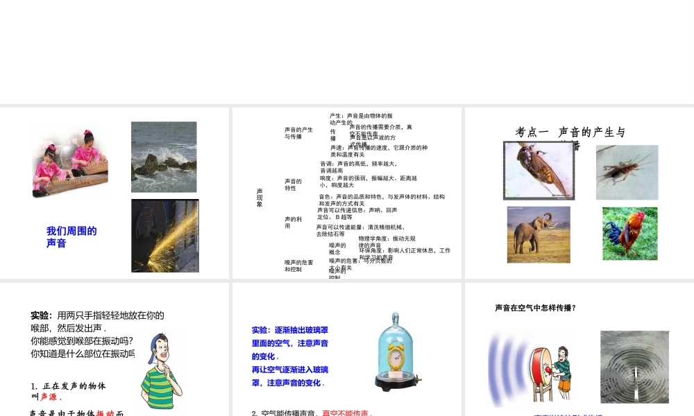 安徽省中考物理复习 第二章 声现象课件-人教版初中九年级全册物理课件