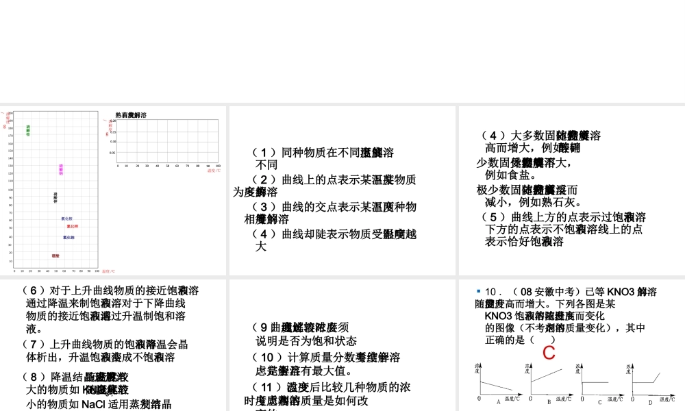安徽省亳州市风华中学九年级化学 溶解度曲线中的信息课件 新人教版