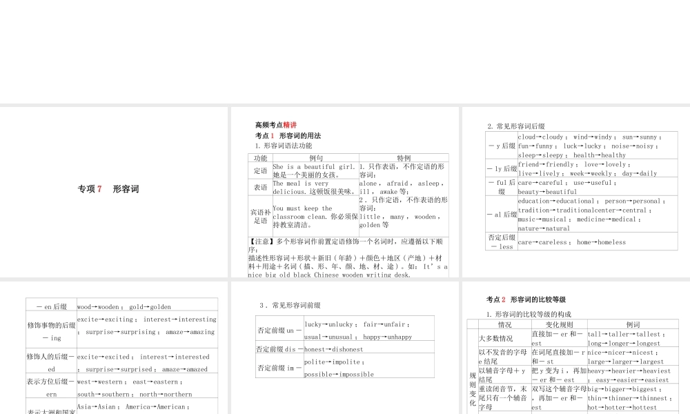 （临沂专版）中考英语总复习 第二部分 专项语法 高效突破 专项7 形容词课件-人教版初中九年级全册英语课件