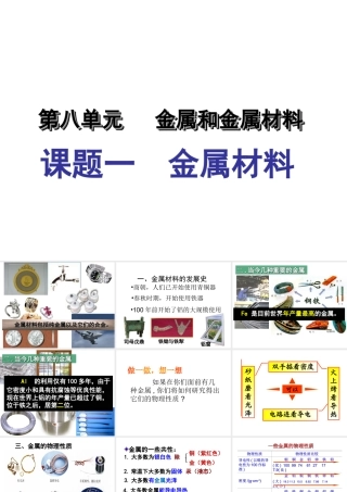 安徽省亳州市风华中学九年级化学下册 第8单元 课题1 金属材料课件 （新版）新人教版