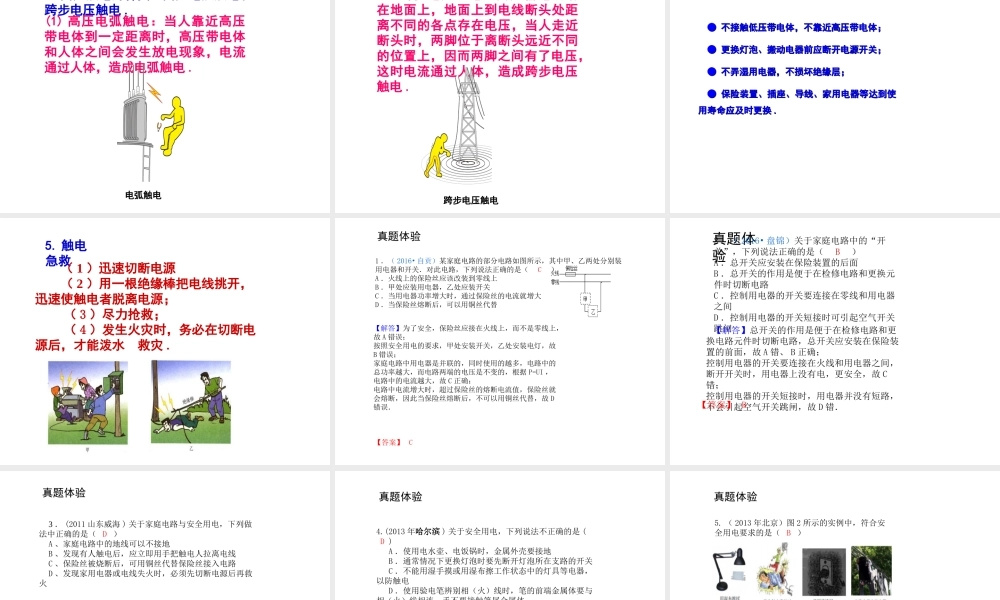 安徽省中考物理复习 第十四章 家庭电路与安全用电课件-人教版初中九年级全册物理课件