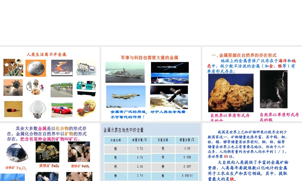 安徽省亳州市风华中学九年级化学下册 第8单元 课题3 金属资源利用与保护课件 新人教版