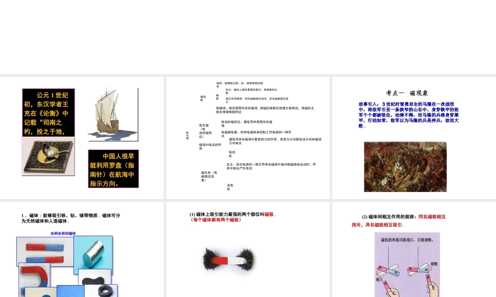 安徽省中考物理复习 第十五章 电与磁课件-人教版初中九年级全册物理课件