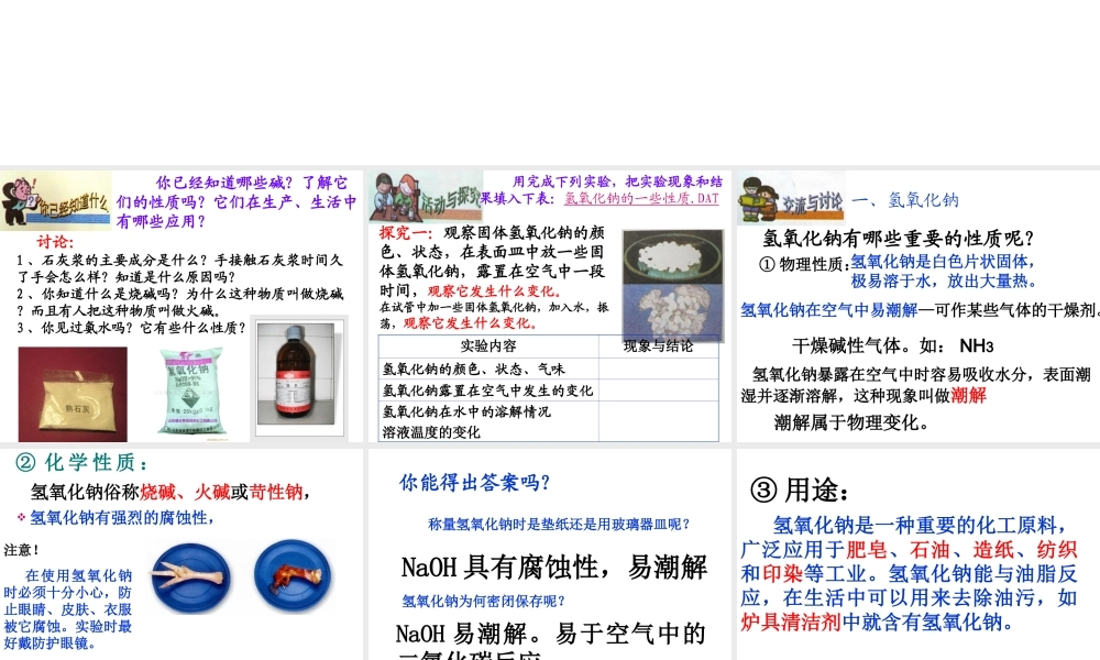 安徽省亳州市风华中学九年级化学下册 第10单元 课题1 常见的酸和碱课件 （新版）新人教版