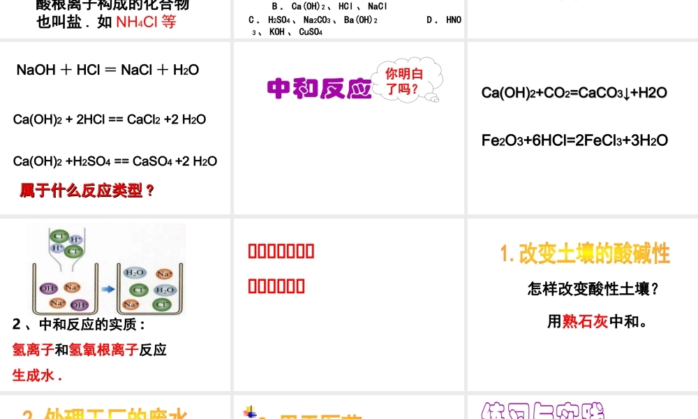 安徽省亳州市风华中学九年级化学下册 第10单元 课题2 酸和碱的中和反应课件 （新版）新人教版