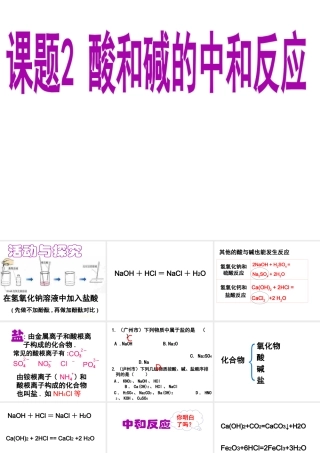 安徽省亳州市风华中学九年级化学下册 第10单元 课题2 酸和碱的中和反应课件 （新版）新人教版