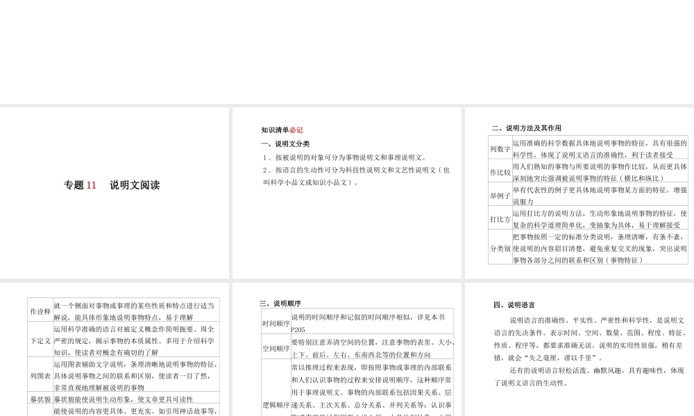 （临沂专版）中考语文 第二部分 专题复习 高分保障 专题11 说明文阅读课件-人教版初中九年级全册语文课件