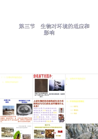 安徽省亳州市风华中学七年级生物第三节《生物对环境的适应和影响》课件