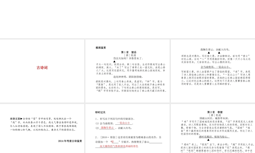 （临沂专版）中考语文 第一部分 系统复习 成绩基石 八上 古诗词课件-人教版初中九年级全册语文课件