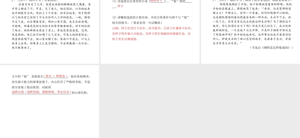 （临沂专版）中考语文 第一部分 系统复习 成绩基石 八上 名著阅读课件-人教版初中九年级全册语文课件