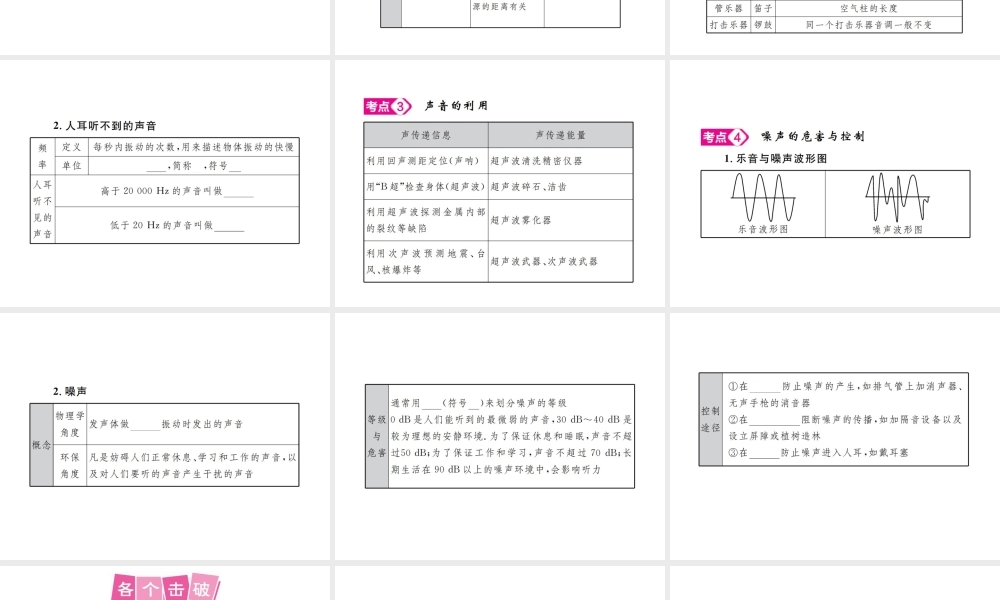 安徽省中考物理总复习 第1讲 声现象课件-人教版初中九年级全册物理课件