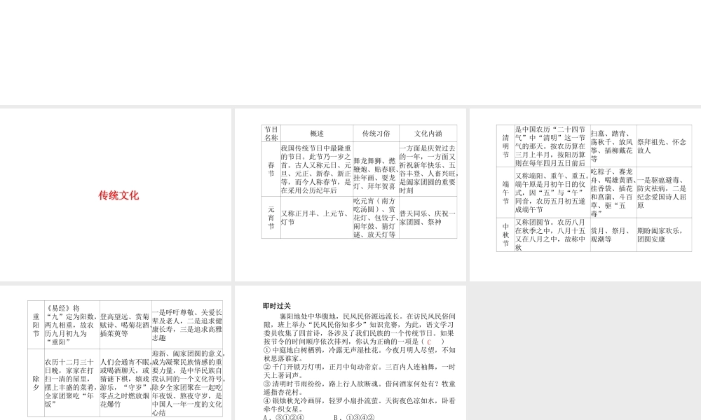 （临沂专版）中考语文 第一部分 系统复习 成绩基石 八下 传统文化课件-人教版初中九年级全册语文课件