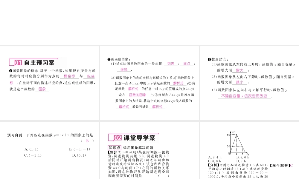 （云南专版）春八年级数学下册 第19章 一次函数 19.1 变量与函数 19.1.2 函数的图象 第1课时 函数的图象作业课件 （新版）新人教版-（新版）新人教版初中八年级下册数学课件