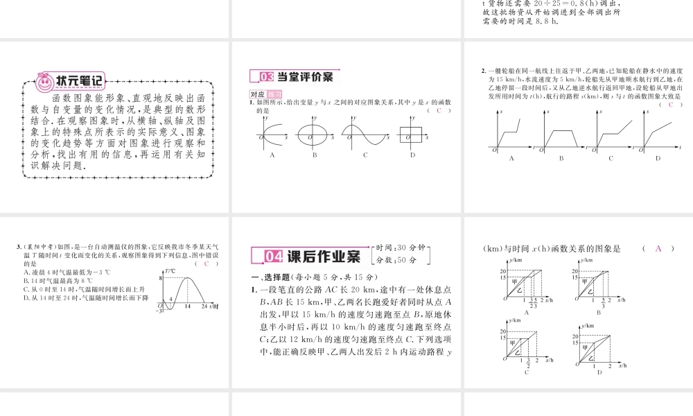 （云南专版）春八年级数学下册 第19章 一次函数 19.1 变量与函数 19.1.2 函数的图象 第1课时 函数的图象作业课件 （新版）新人教版-（新版）新人教版初中八年级下册数学课件